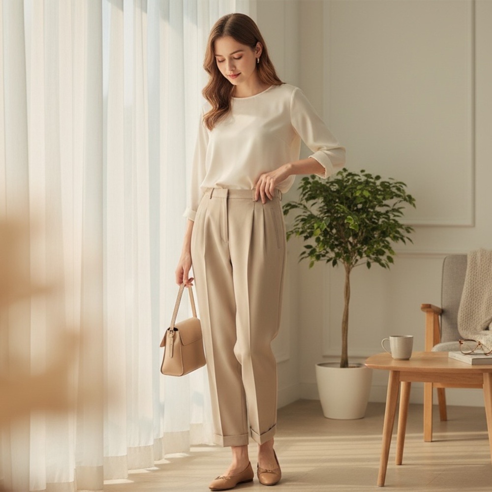 Emporio Armani Cream Women's Trousers